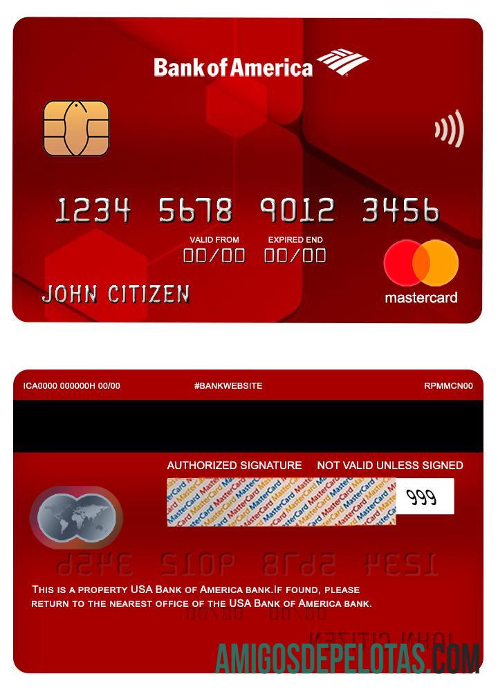 EUA Bank Of America Bank Mastercard Vermelho exemplo